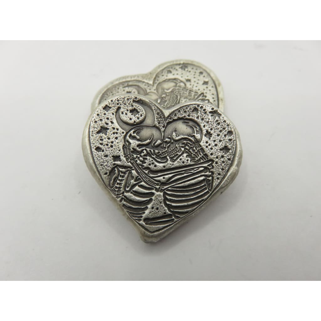 1 Ozt MK BarZ Moonlit Embrace Heart Bar Hand Poured.999 Fine Silver - Silver bullion