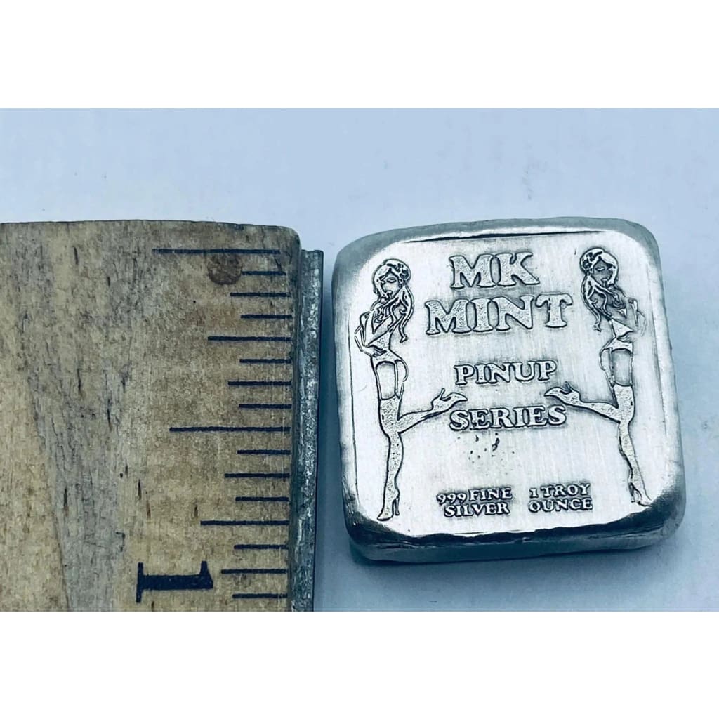 1 ozt MK BarZ Pin Up - July Stamped Square.999 Fine Silver