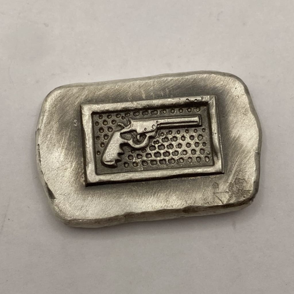 1 ozt MK BarZ Revolver Stamped Bar Hand Poured.999 FS