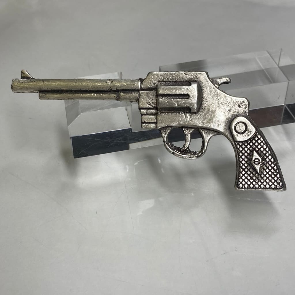 @1 Ozt MK BarZ Silver Six-Shooter Revolver Gun Hand Poured.999 FS Bar