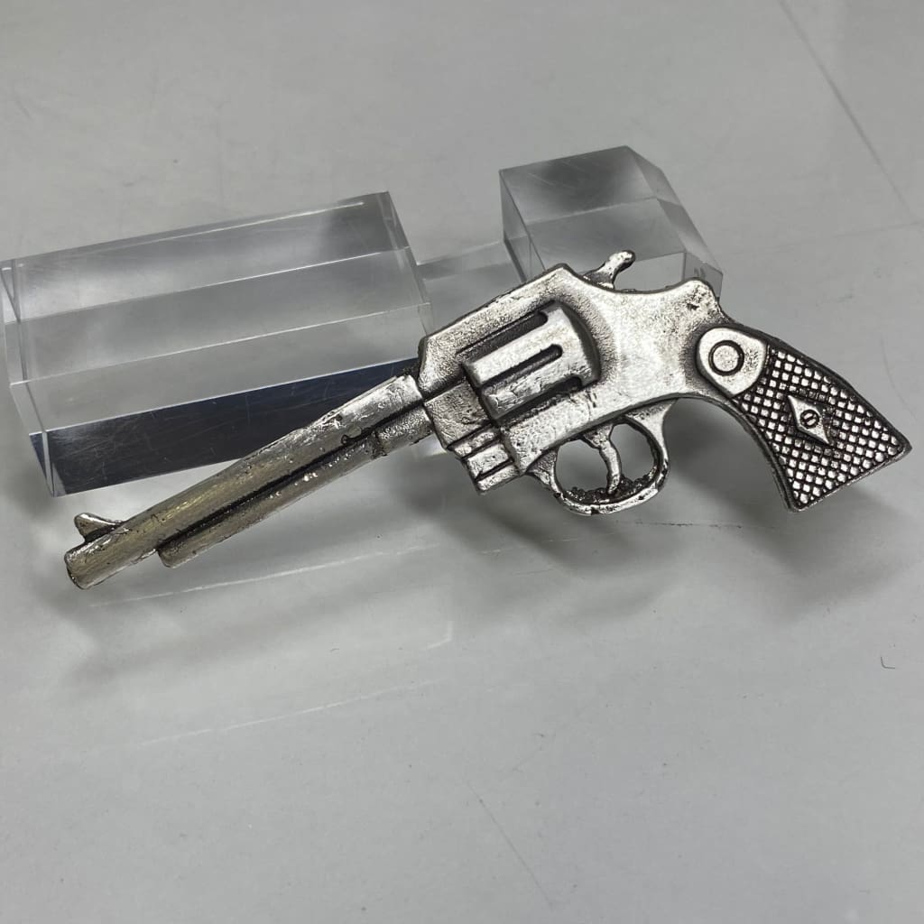 @1 Ozt MK BarZ Silver Six-Shooter Revolver Gun Hand Poured.999 FS Bar