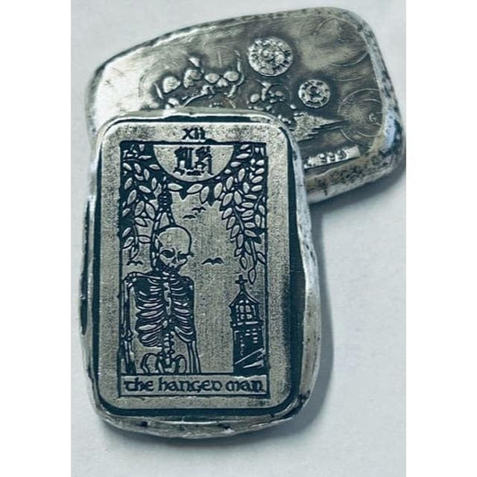 1 Ozt MK BarZ The Hanged Man Tarot Card Weight Bar.999 Fine Silver