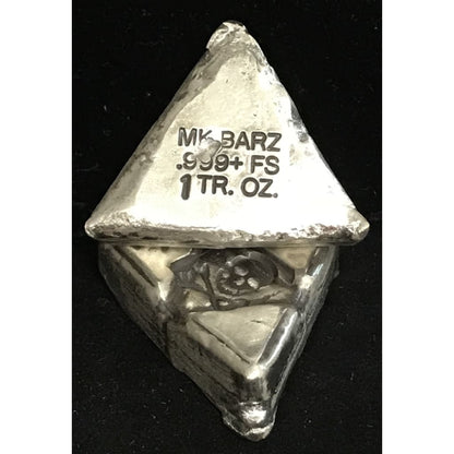 1 Ozt MK BarZ TRI SKULL TRIANGLE Skull Stamped.999 FS - Silver bullion
