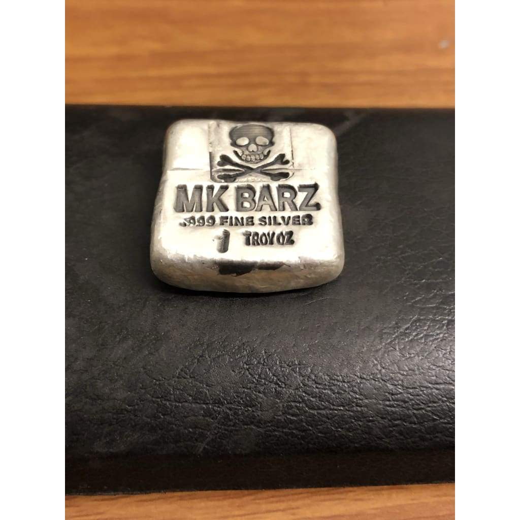 1 Ozt Original Antique "MK BarZ Skull" Square .999 fs - MK BARZ AND BULLION