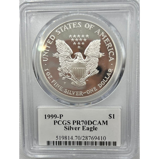 1999-P PCGS PR70DCAM SILVER EAGLE DOLLAR