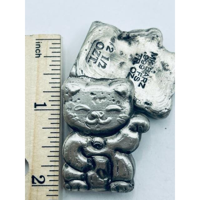 2.5 Oz MK BarZ Lucky Chinese Kitty Hand Poured.999 FS