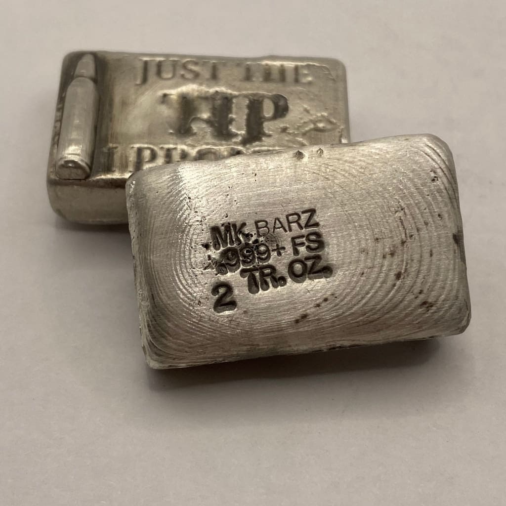 2 Oz MK BarZ Just The Tip I Promise Bar Hand Poured.999 Fine Silver