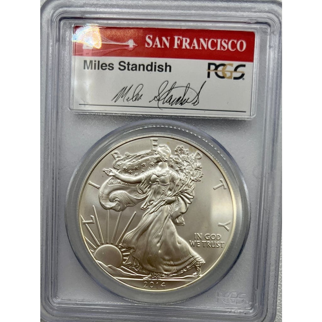 2014-S PCGS MS70 SILVER EAGLE STRUCK AT SAN FRANSISCO FIRST STRIKE DOLLAR