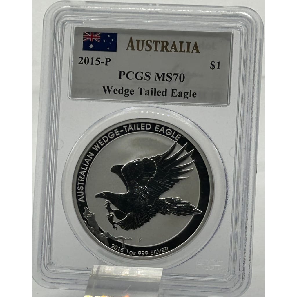 2015-P PCGS MS70 AUSTRALIA $1 WEDGED TAILED EAGLE