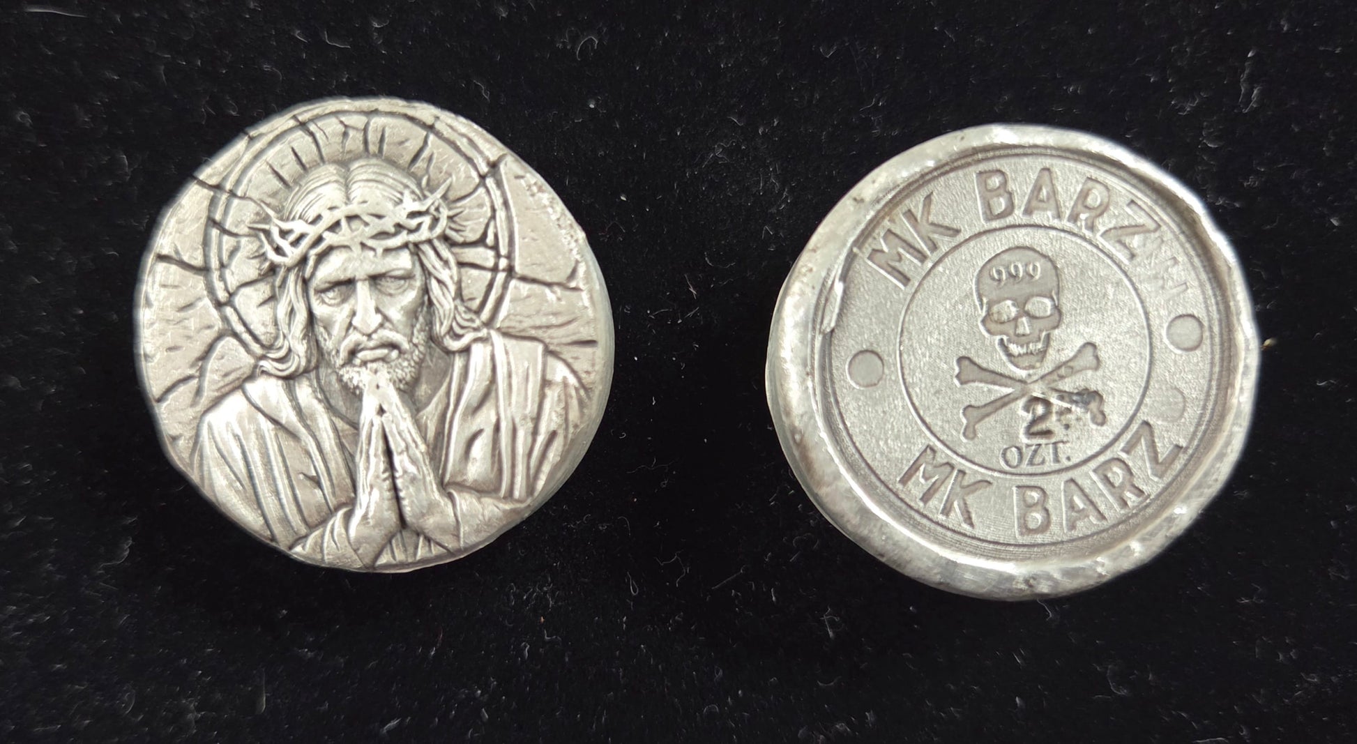 2 ozt Crown of Thorns .999 FS Hand Poured - MK BARZ AND BULLION