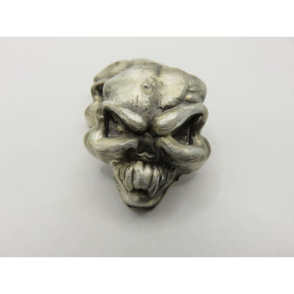 3 Oz MK BarZ Menacing Skull.999 Fine Silver Skull