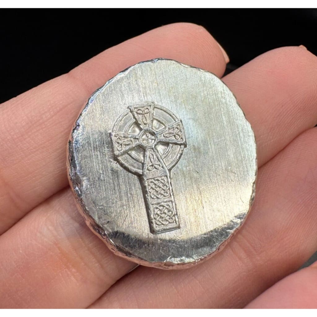 1 Oz .999 Fine Silver Bar | MK BarZ Celtic Irish Cross Shape | Pure Bullion