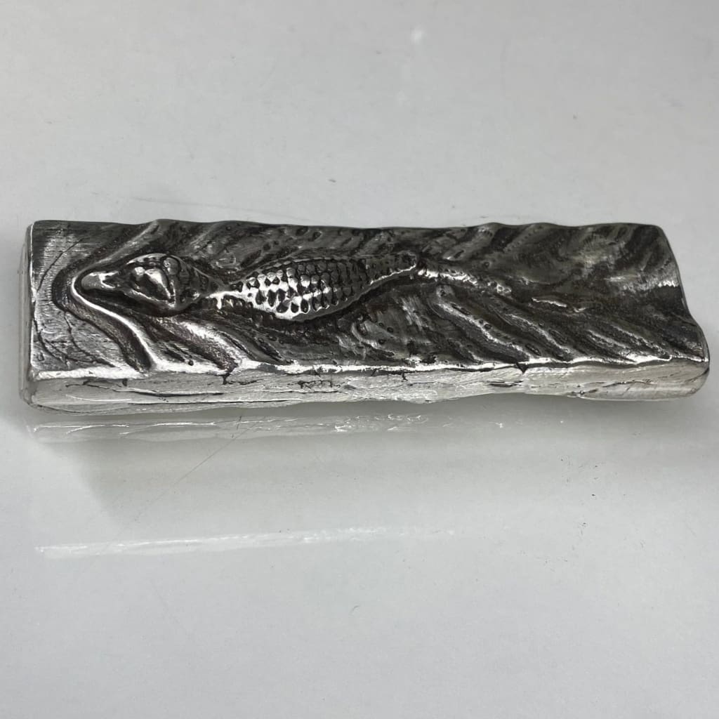 5 Troy Oz. MK BarZ Glide of The Gator- Silver Alligator Hand Poured bar.999 FS