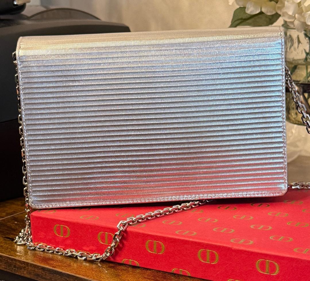 Dior Micro Cannage Leather Wallet chain