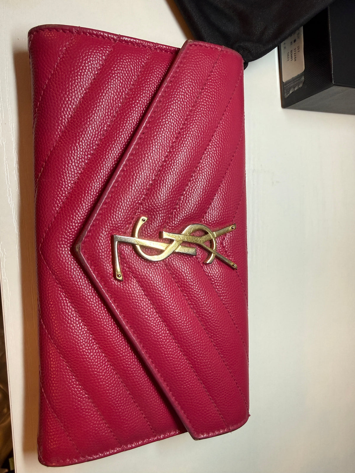 YSL Yves Saint Laurent Cassandre Gold Tone Long Wallet