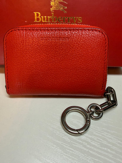 Burberry Red  Leather Key Chain Wallet