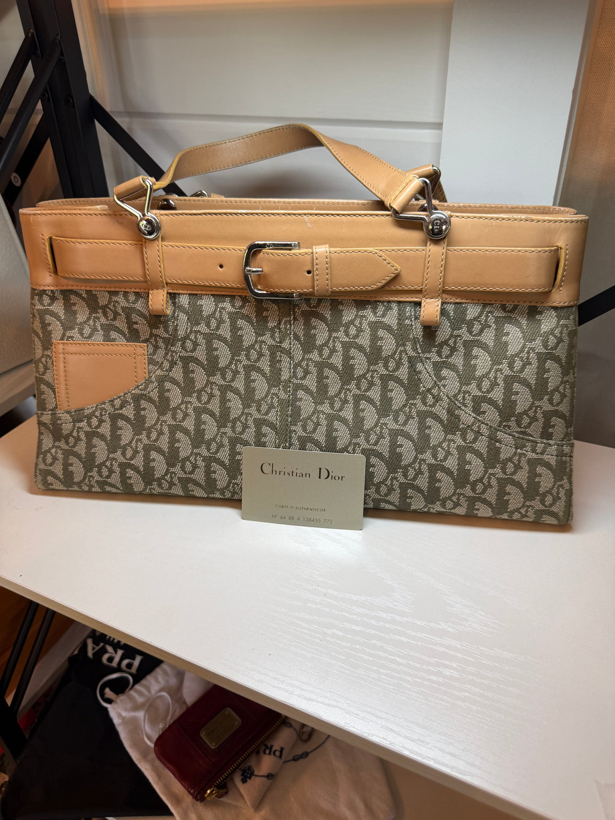 Dior Trotter Tan Belt Tote Handbag