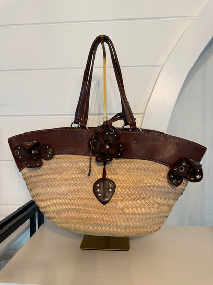 Miu Miu Wicker Floral Leather Hand Bag
