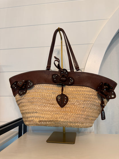 Miu Miu Wicker Floral Leather Hand Bag