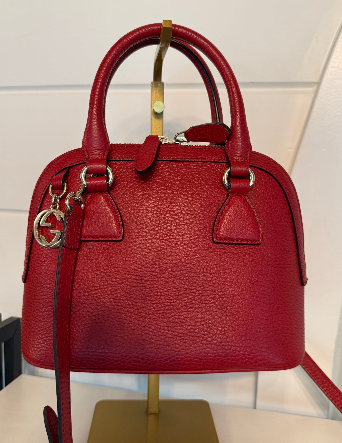 Gucci GG Charm Red Dome Small 2-Way Satchel