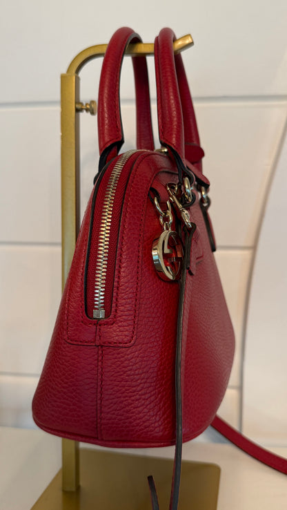 Gucci GG Charm Red Dome Small 2-Way Satchel