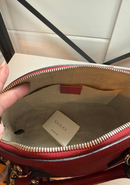 Gucci GG Charm Red Dome Small 2-Way Satchel