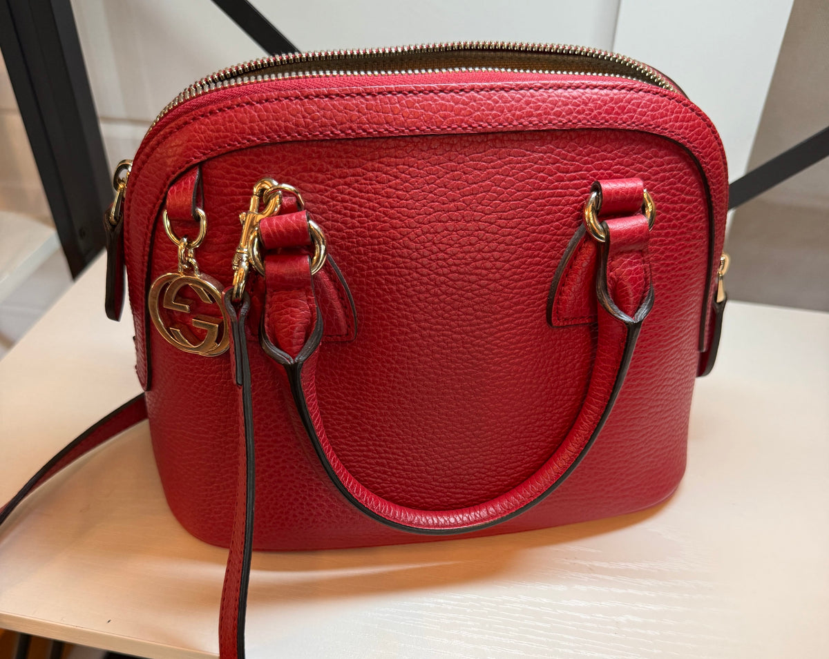 Gucci GG Charm Red Dome Small 2-Way Satchel