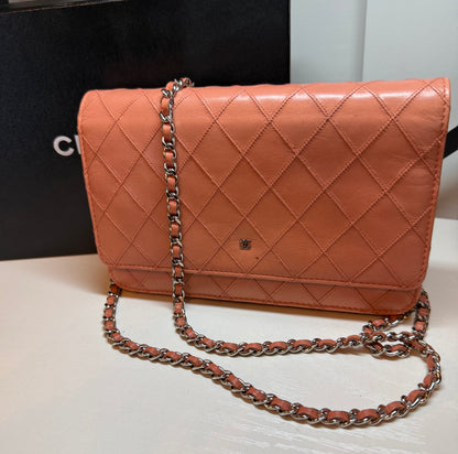 Chanel Diamond Stitch Lambskin Wallet on Chain