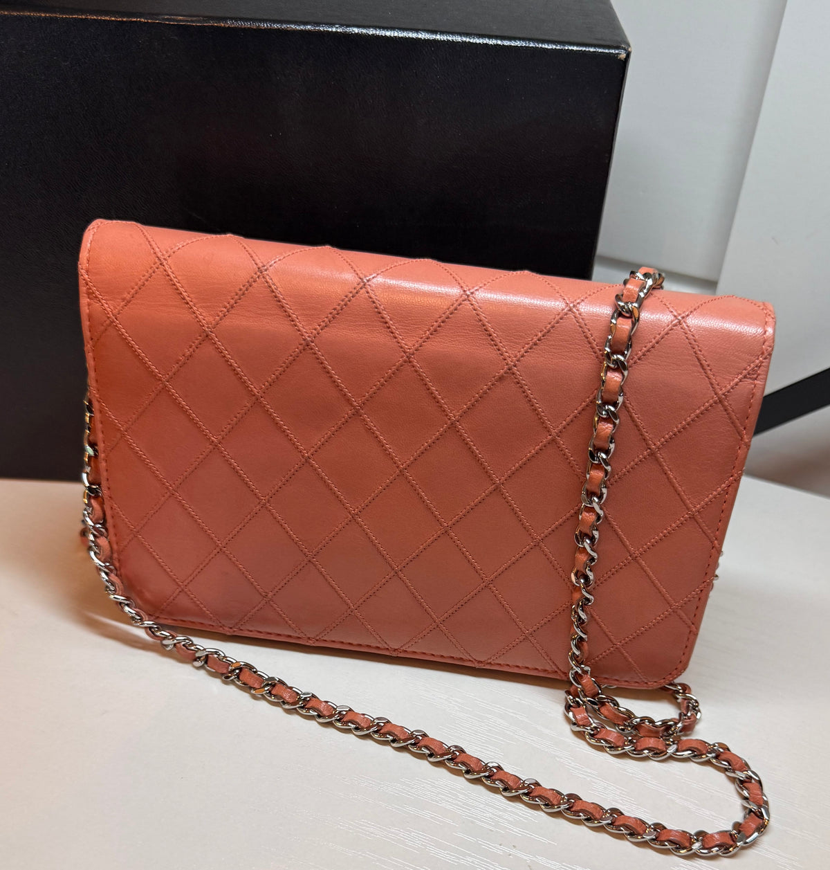Chanel Diamond Stitch Lambskin Wallet on Chain