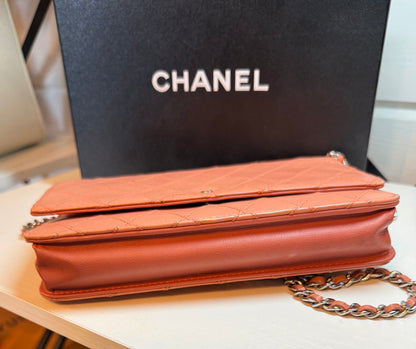 Chanel Diamond Stitch Lambskin Wallet on Chain