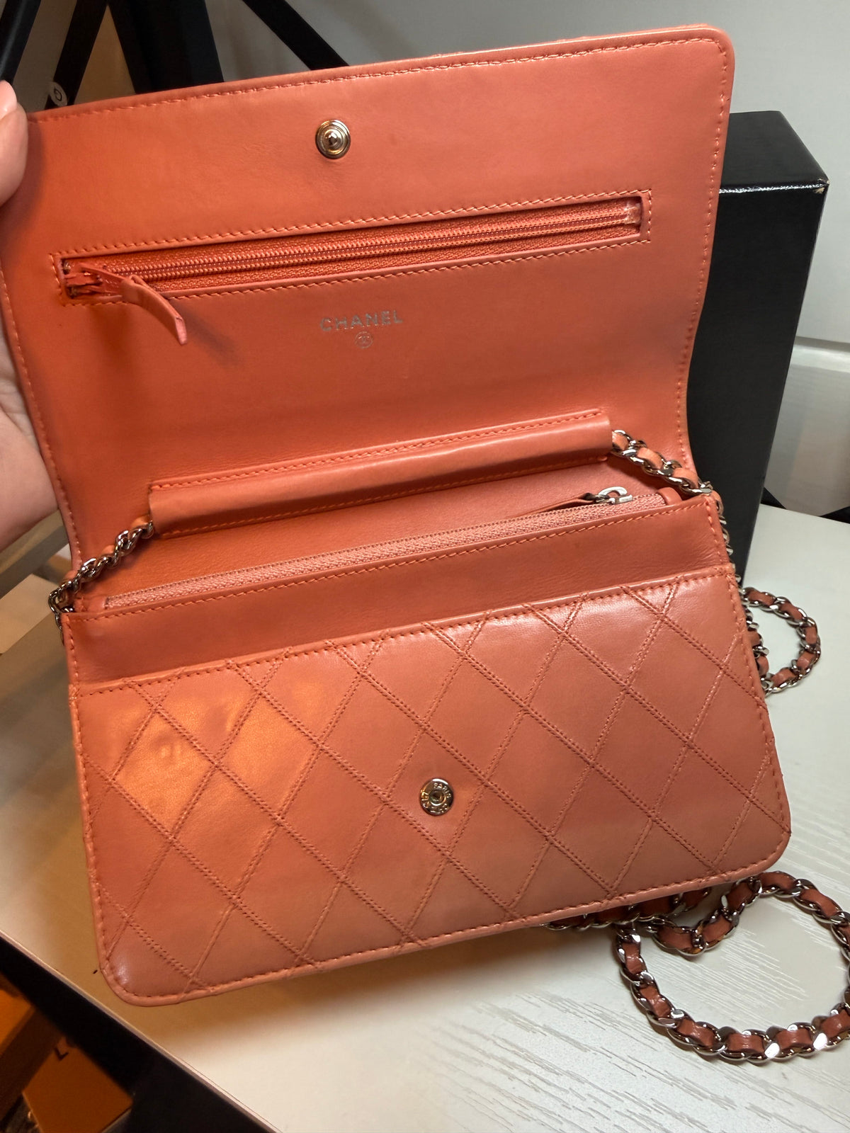 Chanel Diamond Stitch Lambskin Wallet on Chain
