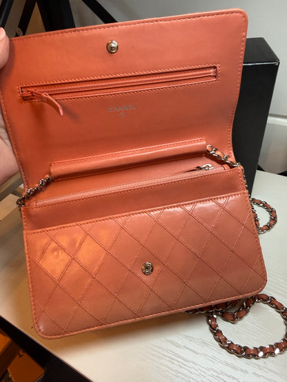 Chanel Diamond Stitch Lambskin Wallet on Chain