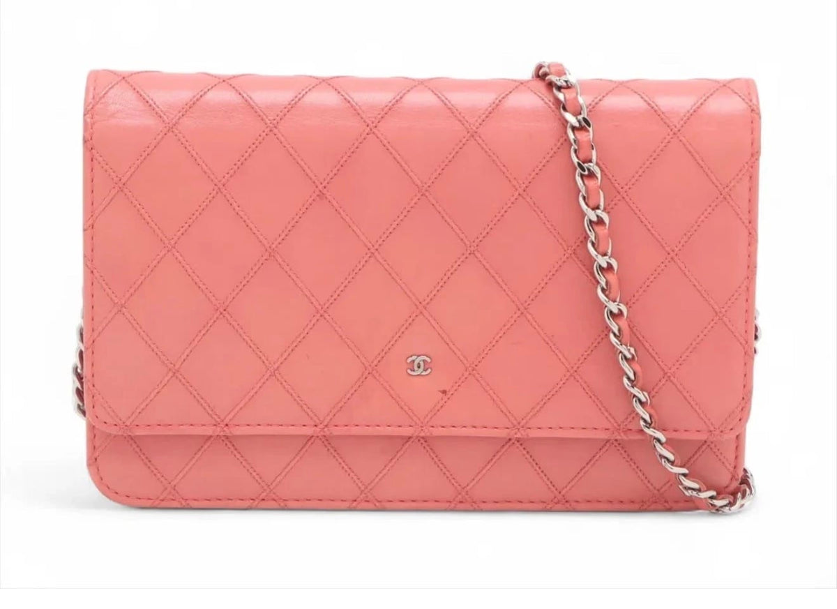 Chanel Diamond Stitch Lambskin Wallet on Chain