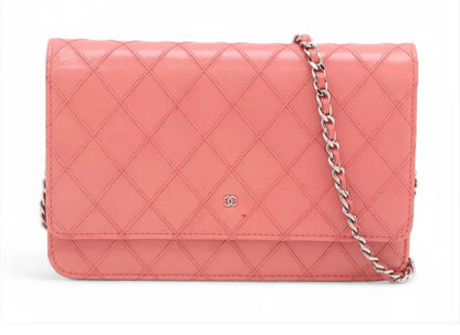 Chanel Diamond Stitch Lambskin Wallet on Chain