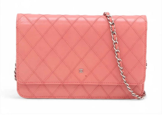 Chanel Diamond Stitch Lambskin Wallet on Chain