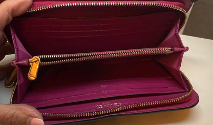 Dior Navy & Magenta Leather Zippy Wallet