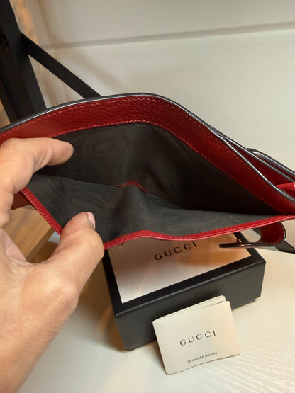 Gucci Interlocking G French Leather Red Compact Wallet