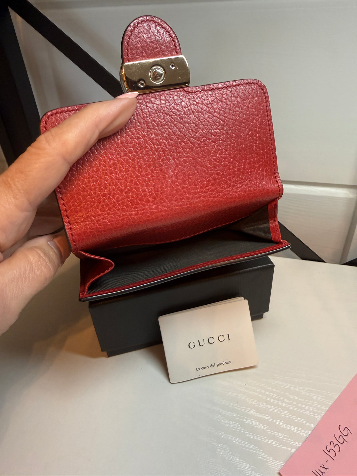 Gucci Interlocking G French Leather Red Compact Wallet