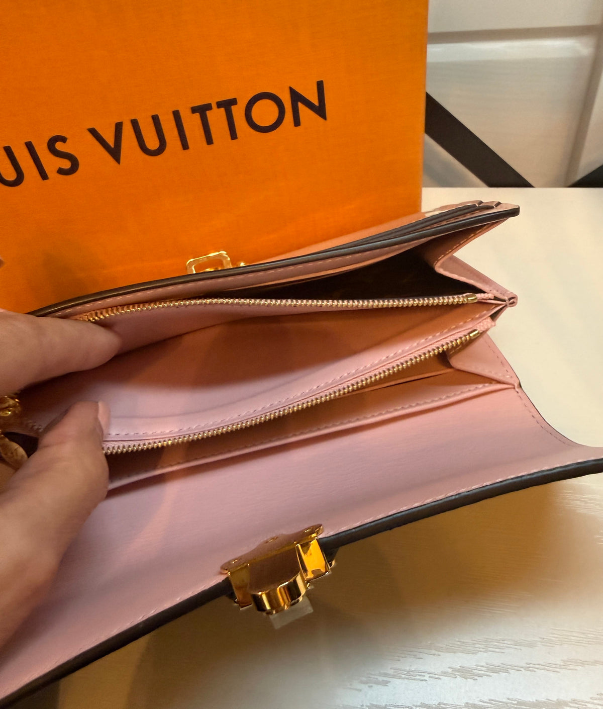 Louis Vuitton Pink and Brown Portofeuil Cherry Wood Long Wallet
