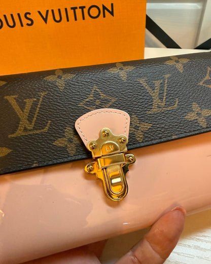 Louis Vuitton Pink and Brown Portofeuil Cherry Wood Long Wallet