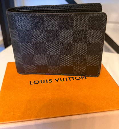Louis Vuitton Damier Black & Gray Mens Bi-Fold Wallet