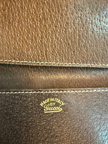 Gucci GG Canvas Brown Bifold Checkbook/Wallet
