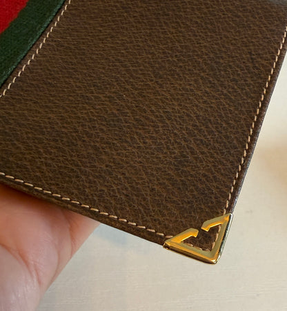 Gucci GG Canvas Brown Bifold Checkbook/Wallet