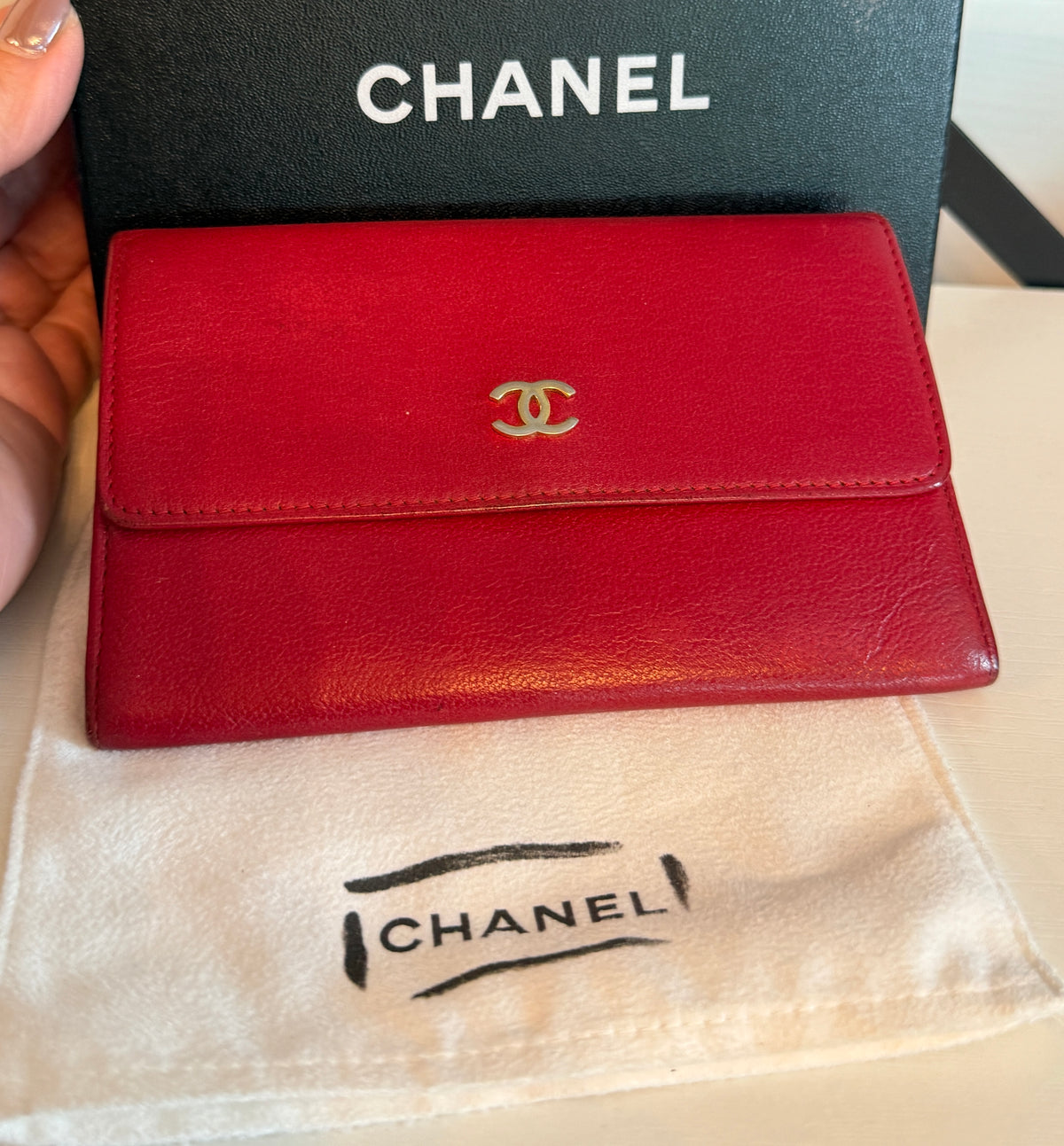 Chanel Vintage Coco Mark Leather Compact Wallet