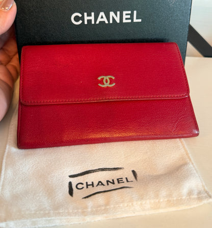 Chanel Vintage Coco Mark Leather Compact Wallet