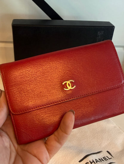 Chanel Vintage Coco Mark Leather Compact Wallet
