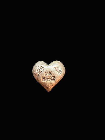 .25 ozt MK BarZ "Mini Heart" Hand Poured .999 FS