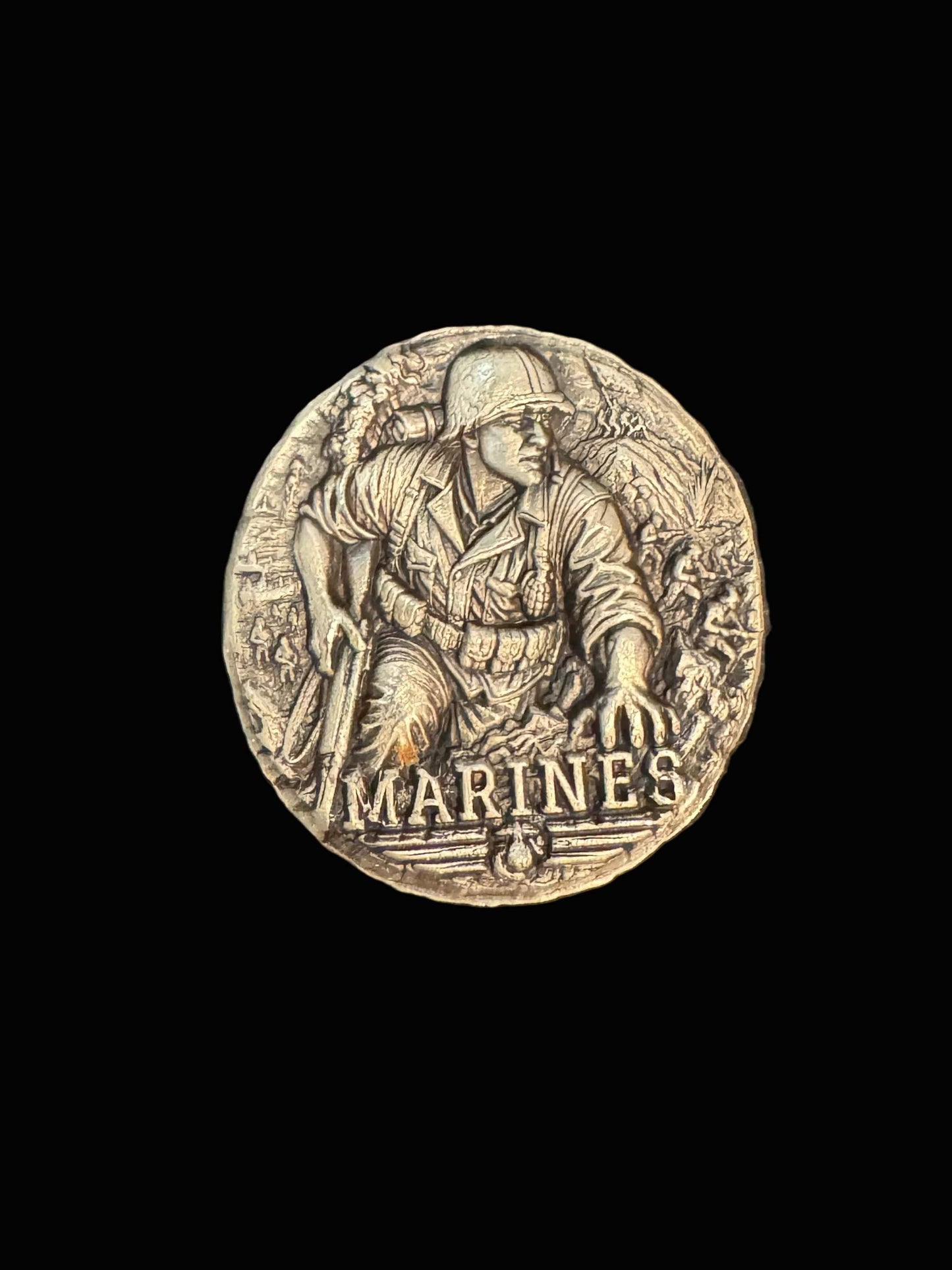 1 ozt MK BarZ "Marine in Action" Hand Poured .999 FS
