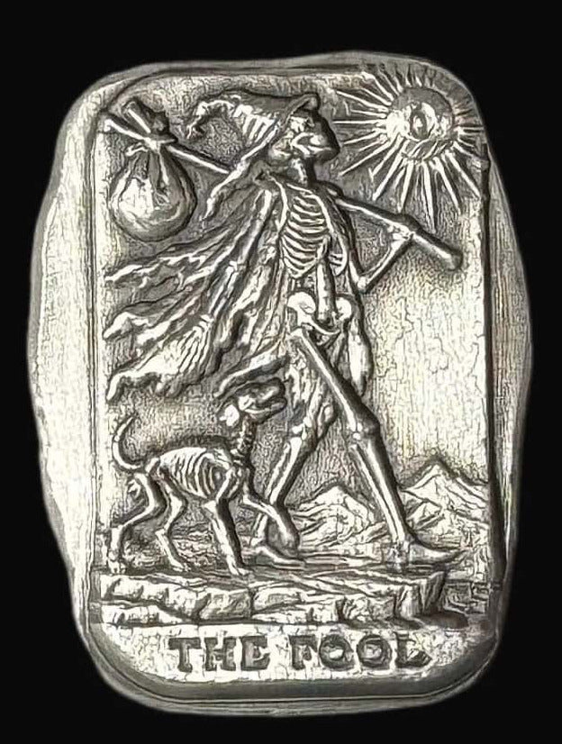 1 ozt MK BarZ Tarot Card Series "The Fool" Hand Poured 999 FS - MK BARZ AND BULLION