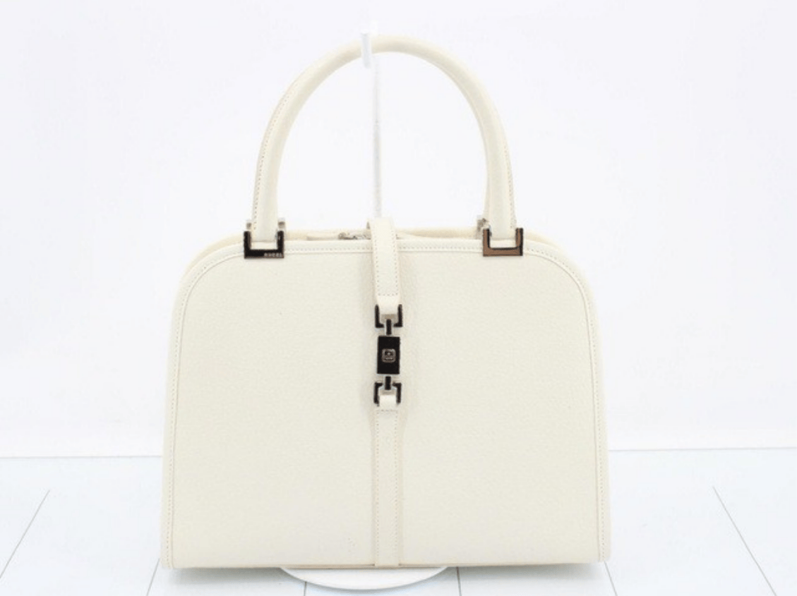 GUCCI Piston Lock Jackie Vintage Bag White Leather